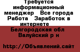 Требуется информационный менеджер - Все города Работа » Заработок в интернете   . Белгородская обл.,Валуйский р-н